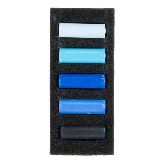 Diepe Blauwen set met 5 halve Rembrandt Softpastels