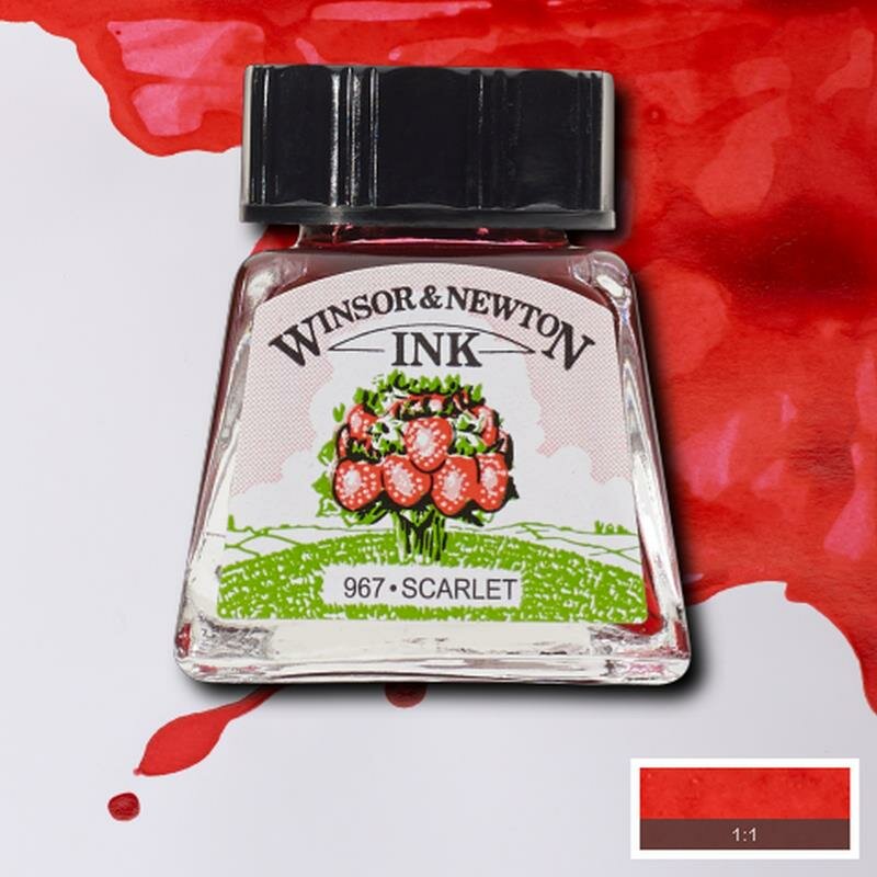 Scarlet Drawing Ink van Winsor &amp; Newton 14 ML Kleur 601