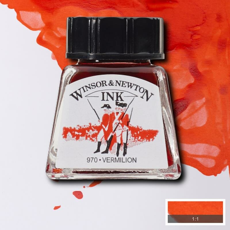 Vermillion Drawing Ink van Winsor &amp; Newton 14 ML Kleur 680