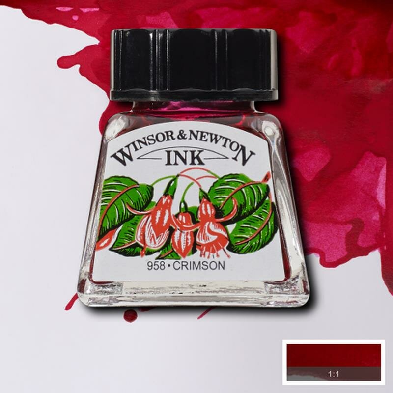 Crimson Drawing Ink van Winsor &amp; Newton 14 ML Kleur 203