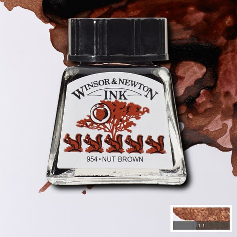 Nut Brown Drawing Ink van Winsor &amp; Newton 14 ML Kleur 441