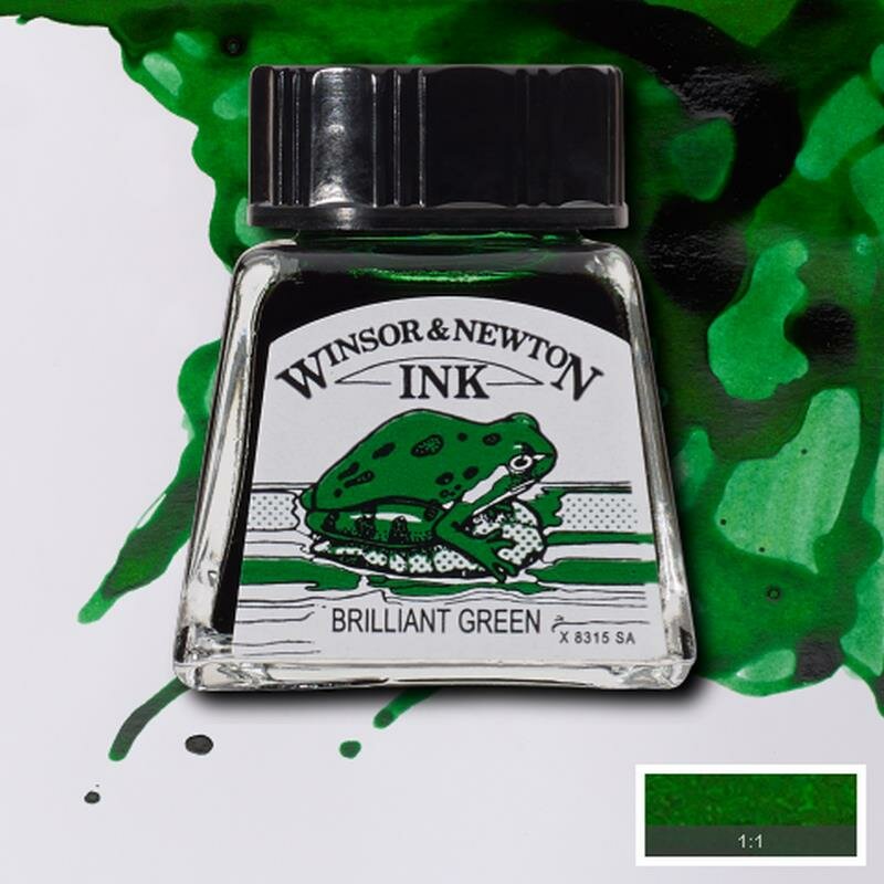 Brilliant Green Drawing Ink van Winsor &amp; Newton 14 ML Kleur 046