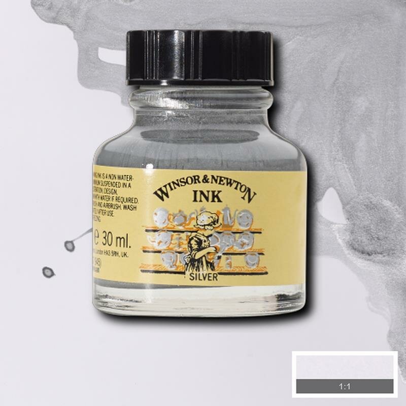 Silver Drawing Ink van Winsor &amp; Newton 30 ML Kleur 617