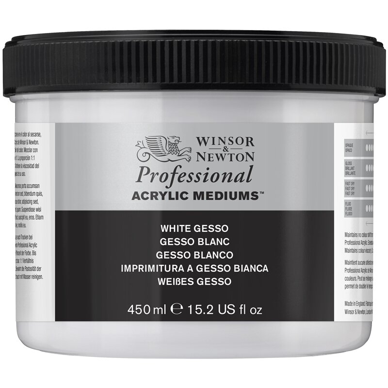 White Gesso / Witte Gesso Professional Acrylic van Winsor &amp; Newton 450 ml nr: 50920
