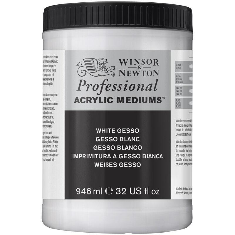 White Gesso / Witte Gesso Professional Acrylic van Winsor &amp; Newton 946 ml nr: 4920