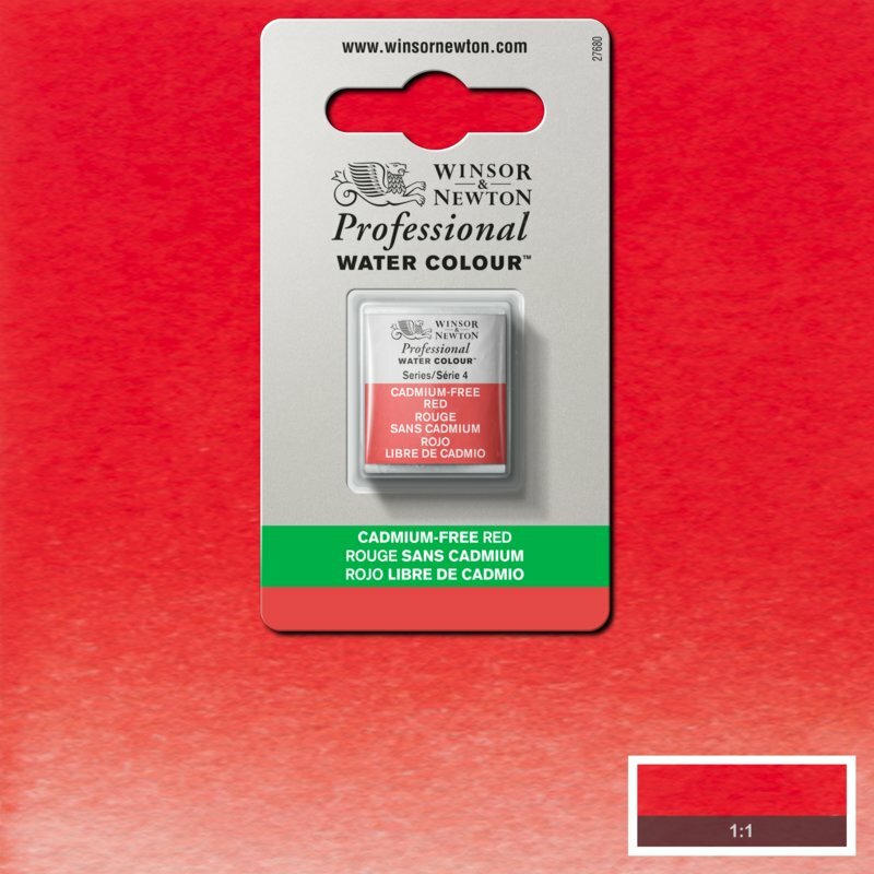 Cadmium-Free Red (S4) Professional Watercolour van Winsor &amp; Newton Half napje Kleur 901