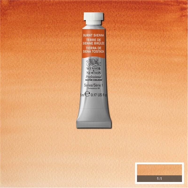 Burnt Sienna (S1) Professioneel Aquarelverf van Winsor &amp; Newton 5 ml Kleur 074
