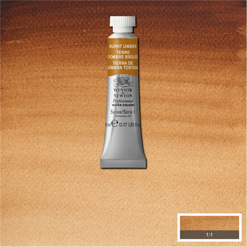 Burnt Umber (S1) Professioneel Aquarelverf van Winsor &amp; Newton 5 ml Kleur 076