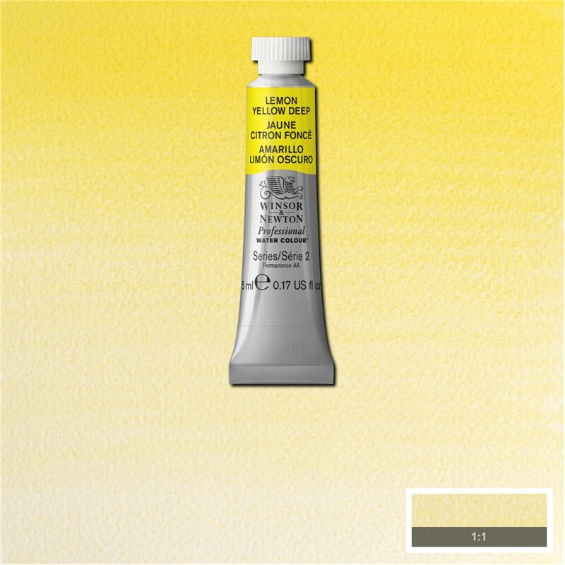 Lemon Yellow Deep (S2) Professioneel Aquarelverf van Winsor &amp; Newton 5 ml Kleur 348