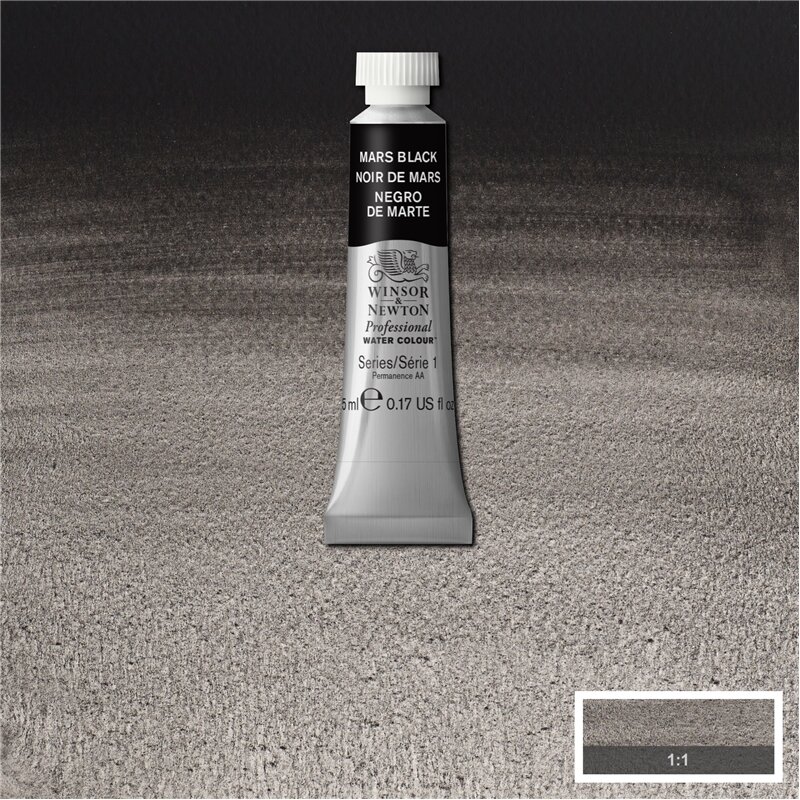 Mars Black (S1) Professioneel Aquarelverf van Winsor &amp; Newton 5 ml Kleur 386