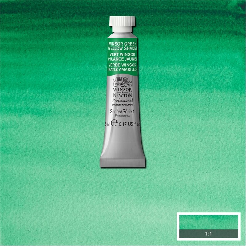 Winsor Green (Yellow shade) (S1) Professioneel Aquarelverf van Winsor &amp; Newton 5 ml Kleur 721