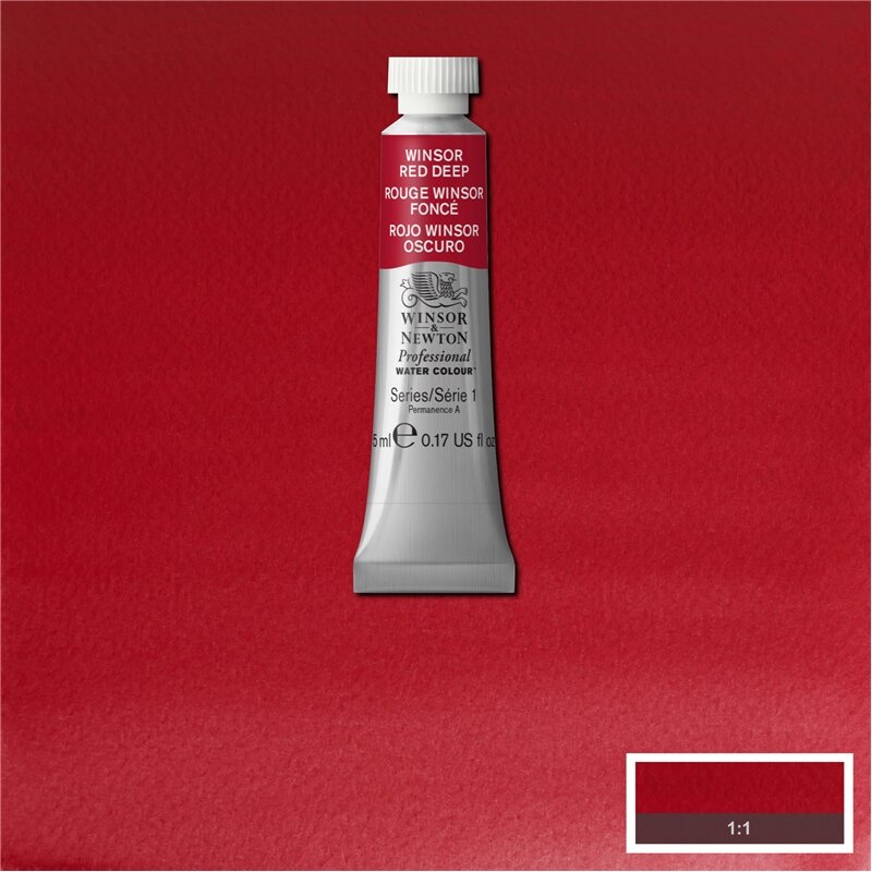 Winsor Red Deep (S1) Professioneel Aquarelverf van Winsor &amp; Newton 5 ml Kleur 725