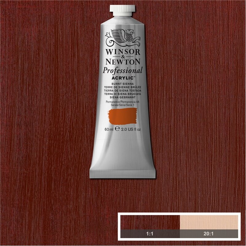 Burnt Sienna Professional Acrylic Winsor &amp; Newton 60 ml Kleur 074