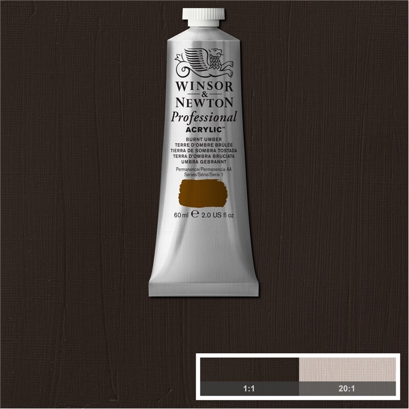 Burnt Umber Professional Acrylic Winsor &amp; Newton 60 ml Kleur 076