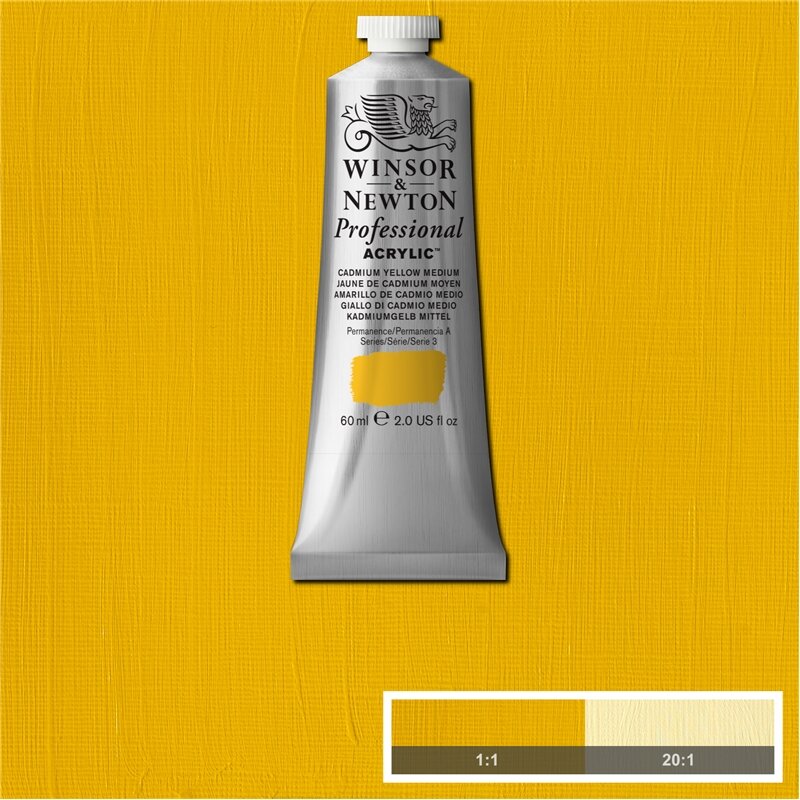 Cadmium Yellow Medium Professional Acrylic Winsor &amp; Newton 60 ml Kleur 116