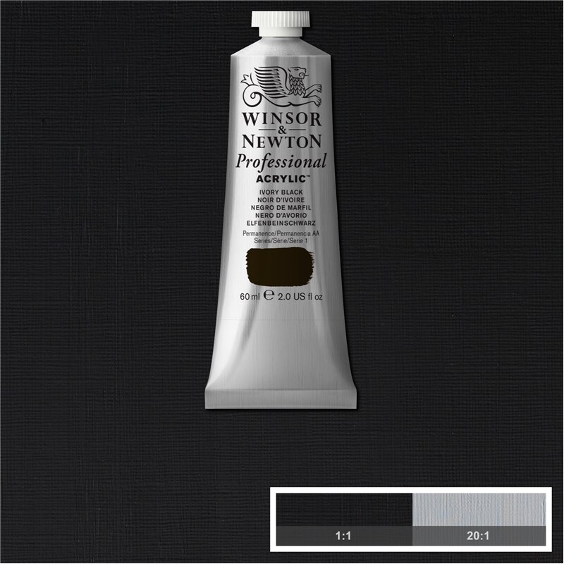 Ivory Black Professional Acrylic Winsor &amp; Newton 60 ml Kleur 331
