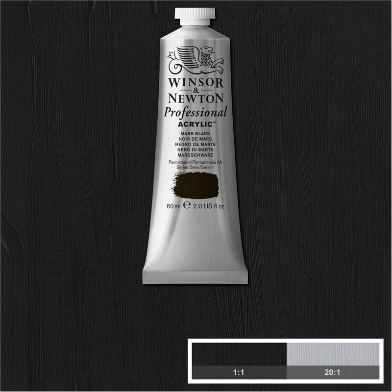 Mars Black Professional Acrylic Winsor &amp; Newton 60 ml Kleur 386