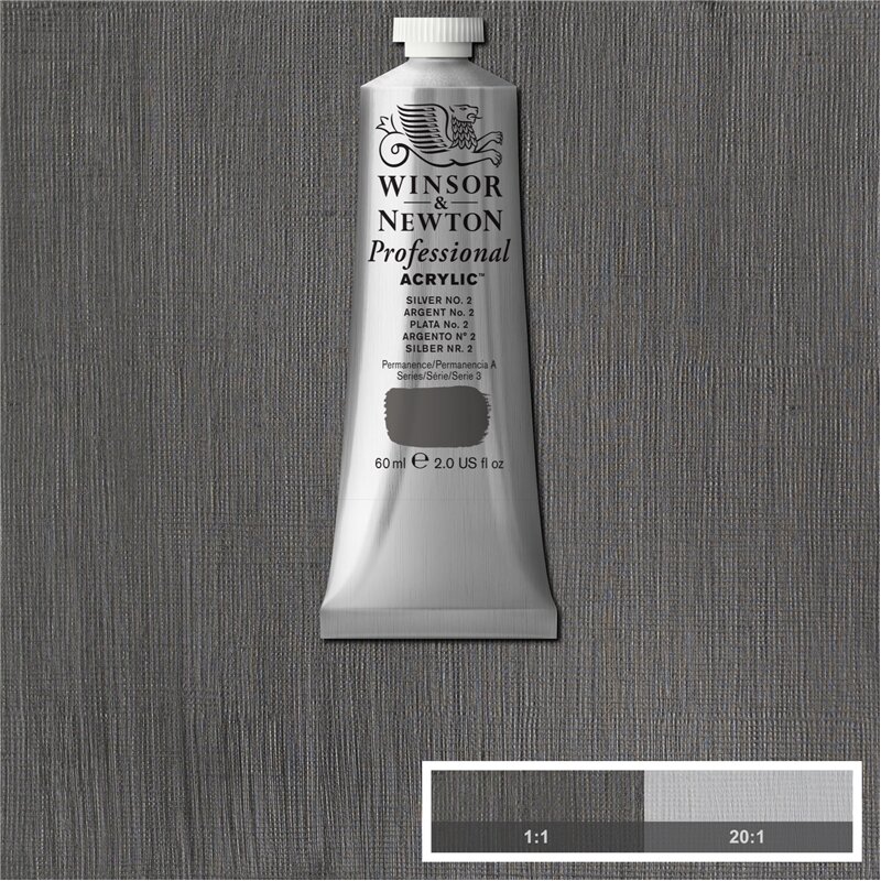 Silver No 2 Professional Acrylic Winsor &amp; Newton 60 ml Kleur 624