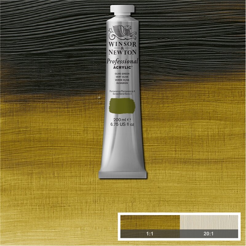 Olive Green Professional Acrylic Winsor &amp; Newton 200 ml Kleur 447