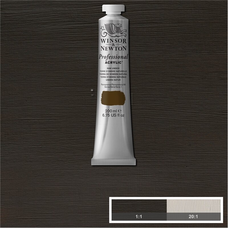 Raw Umber Professional Acrylic Winsor &amp; Newton 200 ml Kleur 554
