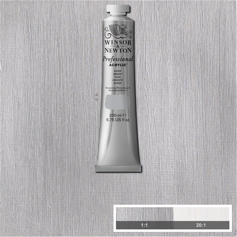 Silver Professional Acrylic Winsor &amp; Newton 200 ml Kleur 617