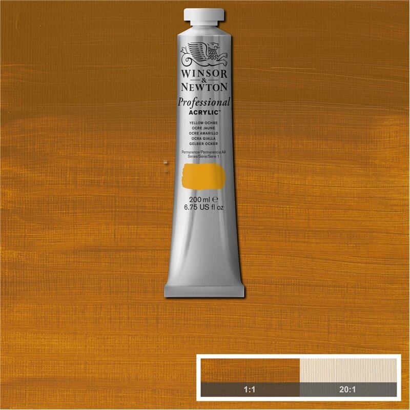 Yellow Ochre. Professional Acrylic Winsor &amp; Newton 200 ml Kleur 744