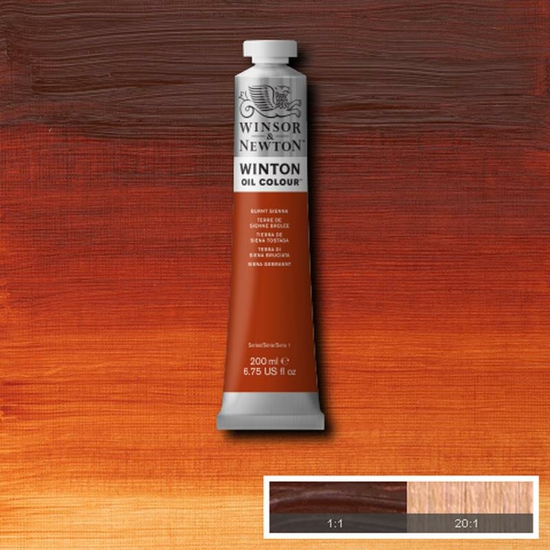 Burnt Sienna Winton Olieverf van Winsor &amp; Newton 200 ML Kleur 074