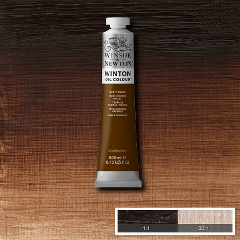 Burnt Umber Winton Olieverf van Winsor &amp; Newton 200 ML Kleur 076