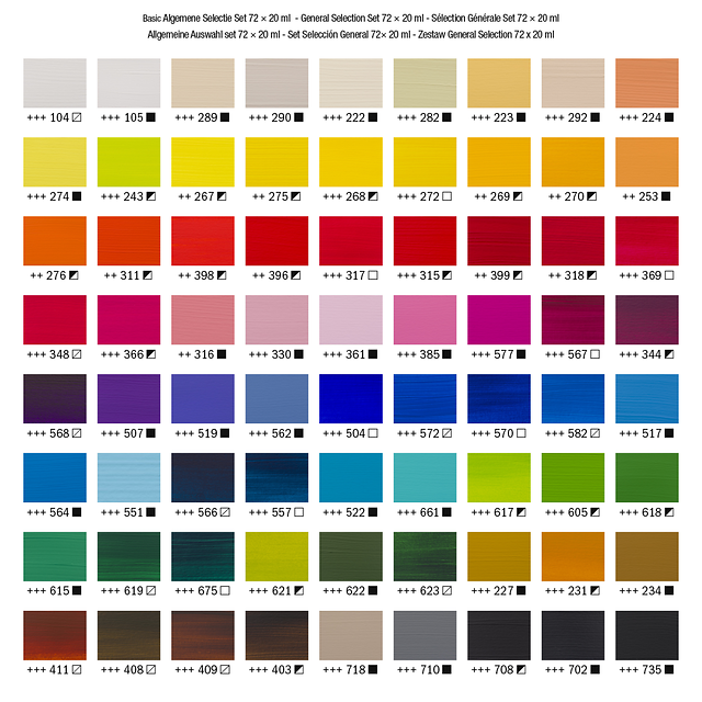 72 x 20 ML Algemene Selectie set Amsterdam Standard Series Acrylverf