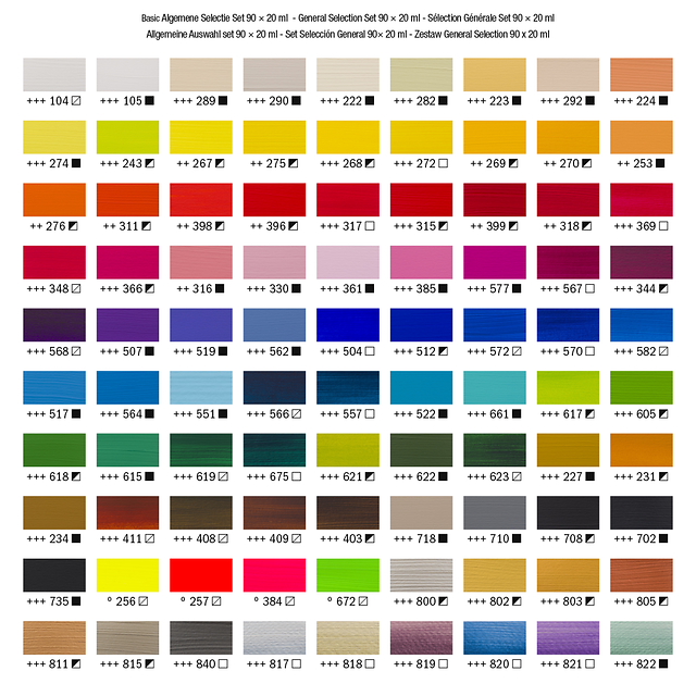 90 x 20 ML Collectie set Amsterdam Standard Series Acrylverf