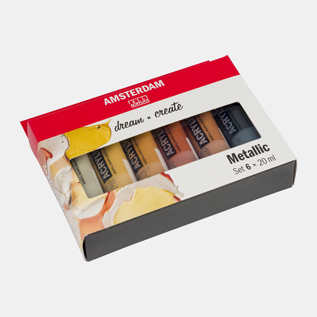 6 x 20 ML Metallic set Amsterdam Standard Series Acrylverf