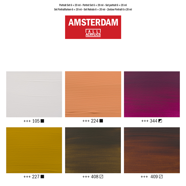 6 x 20 ML Portret set Amsterdam Standard Series Acrylverf