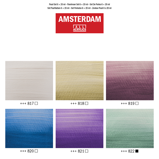 6 x 20 ML Parelmoer set Amsterdam Standard Series Acrylverf