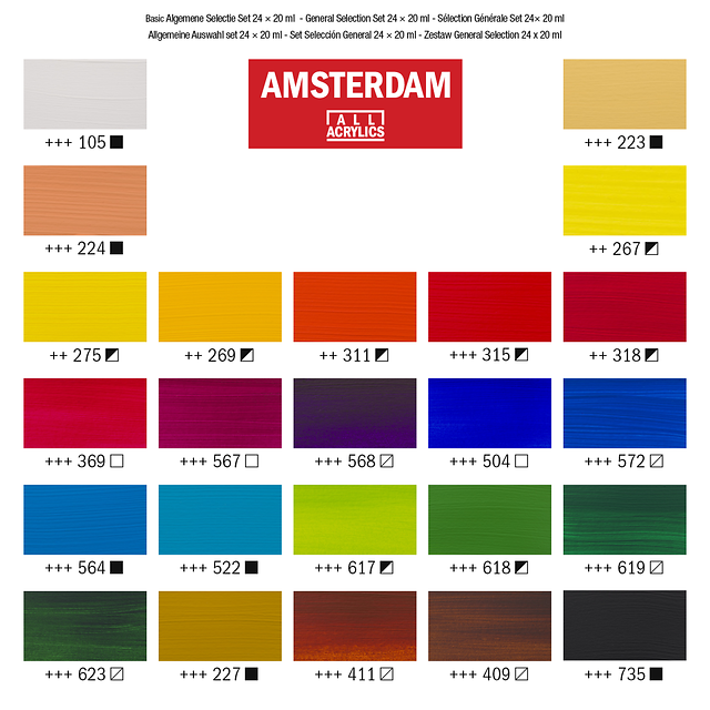 24 x 20 ML Algemene Selectie Amsterdam Standard Series Acrylverf