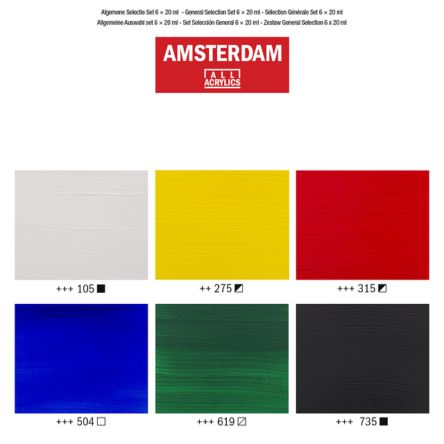6 x 20 ML Algemene Selectie Amsterdam Standard Series Acrylverf