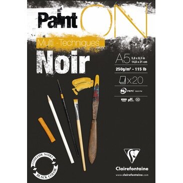 A5 Paint'ON Zwart 20 vellen 250 grams van Clairefonaine
