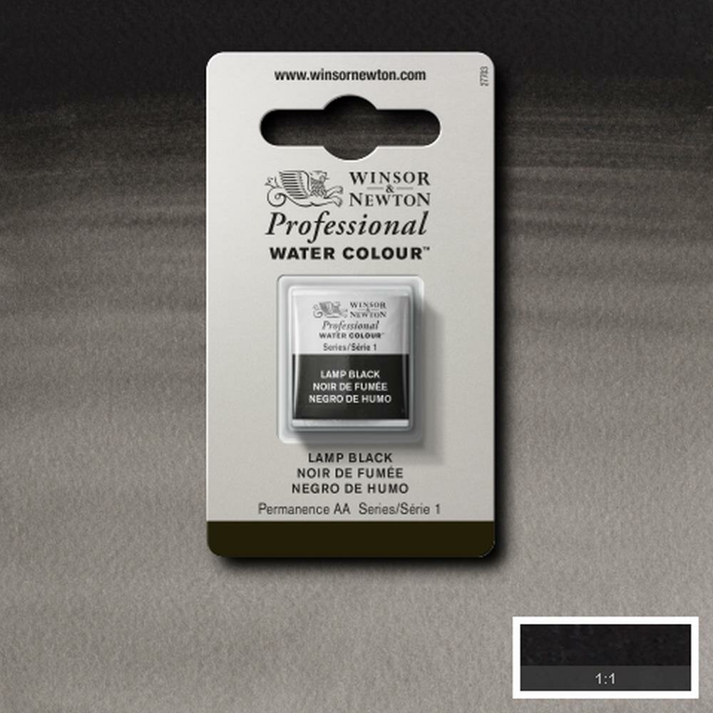 Lamp Black Serie 1 Professional Watercolour Half Napje van Winsor &amp; Newton Kleur 337