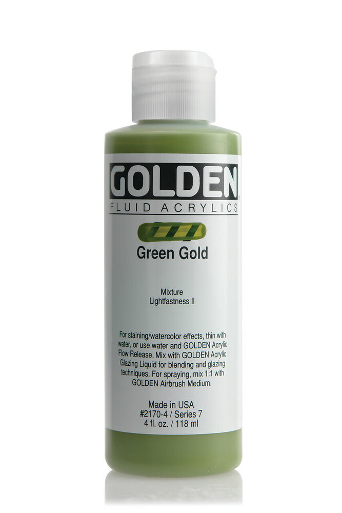Groengoud Golden Fluid Acrylverf Flacon 118 ML Serie 7 Kleur 2170