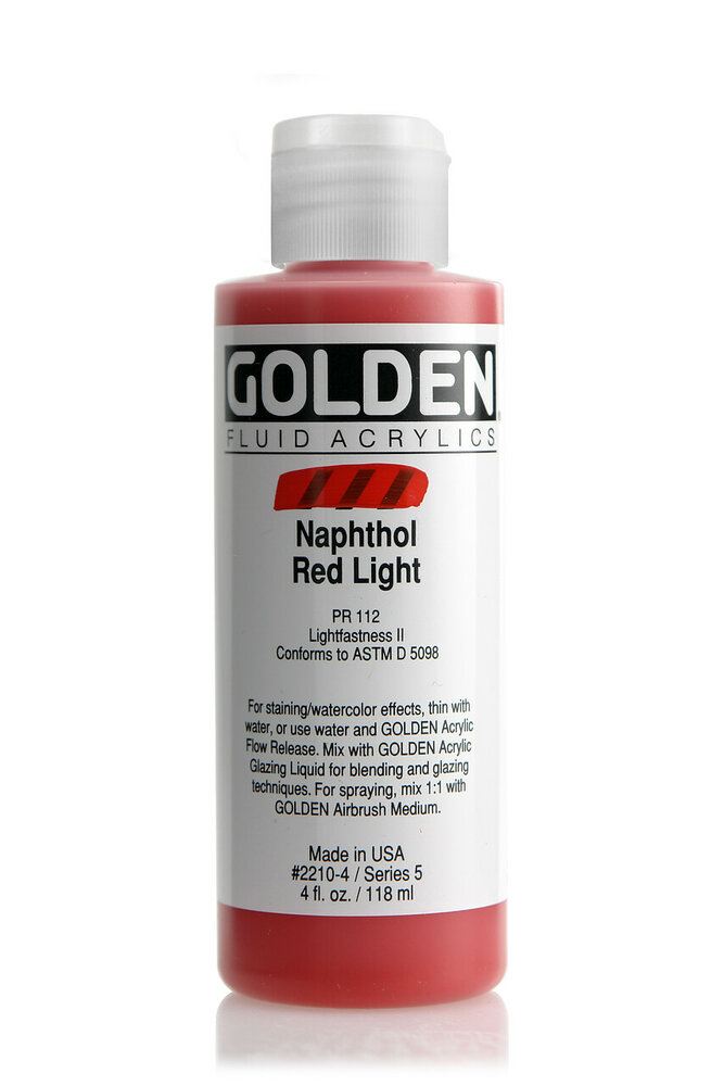 Naftolrood Licht Golden Fluid Acrylverf Flacon 118 ML Serie 5 Kleur 2210
