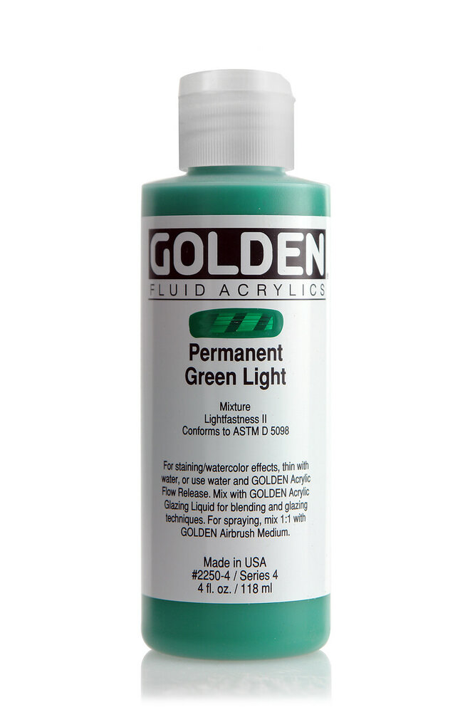 Permanentgroen Licht Golden Fluid Acrylverf Flacon 118 ML Serie 4 Kleur 2250