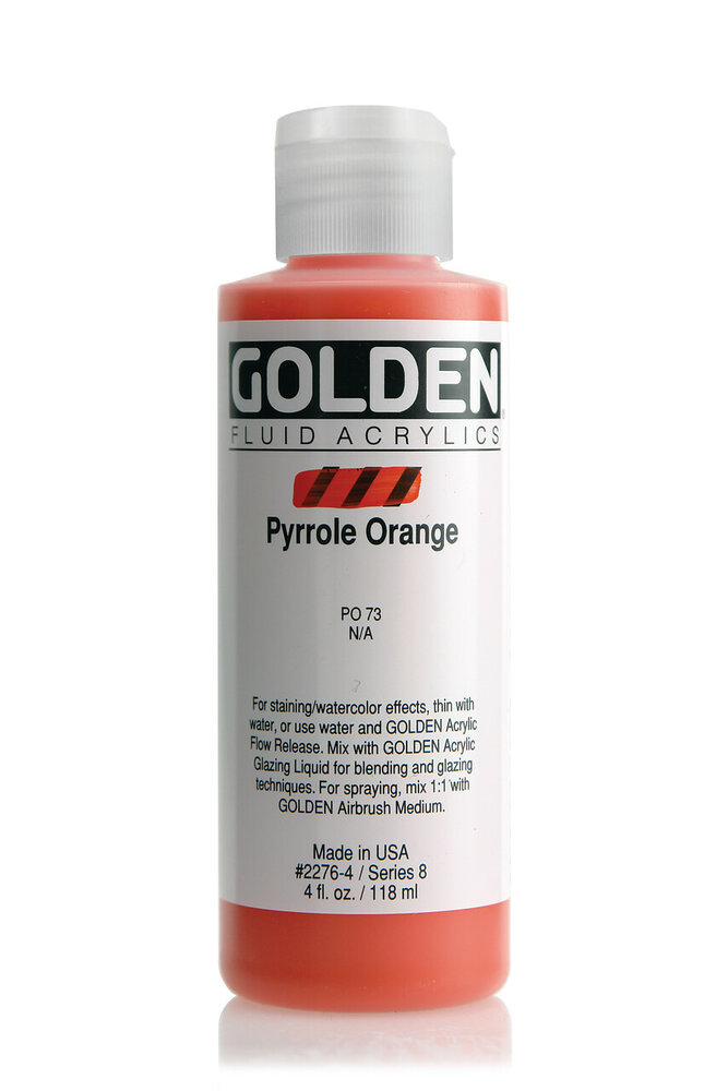 Pyrrooloranje Golden Fluid Acrylverf Flacon 118 ML Serie 8 Kleur 2276