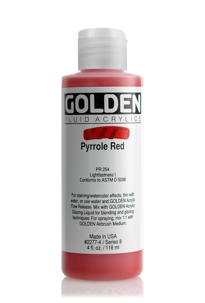 Pyrroolrood Golden Fluid Acrylverf Flacon 118 ML Serie 8 Kleur 2277