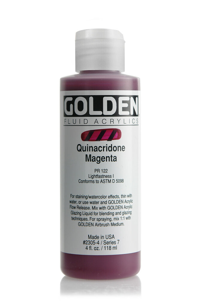 Quinacridone Magenta Golden Fluid Acrylverf Flacon 118 ML Serie 7 Kleur 2305