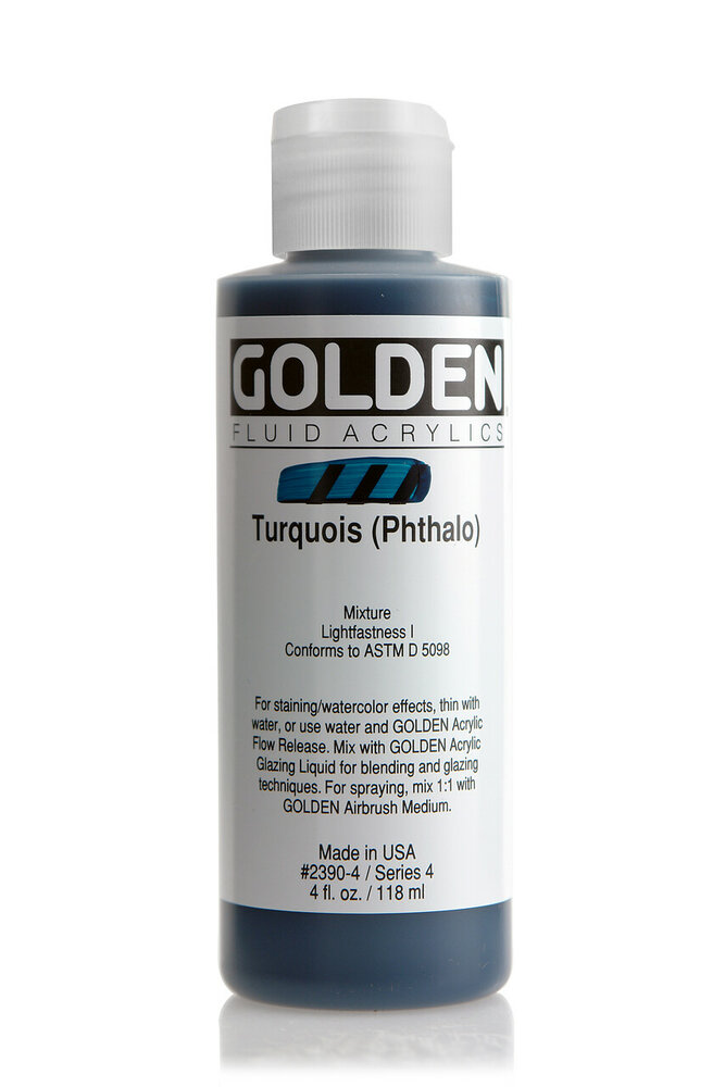 Turkoois (Phtalo) Golden Fluid Acrylverf Flacon 118 ML Serie 4 Kleur 2390