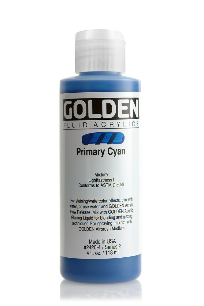 Primair Cyaan Golden Fluid Acrylverf Flacon 118 ML Serie 2 Kleur 2420