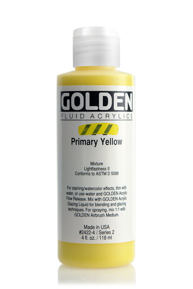 Primair Geel Golden Fluid Acrylverf Flacon 118 ML Serie 2 Kleur 2422