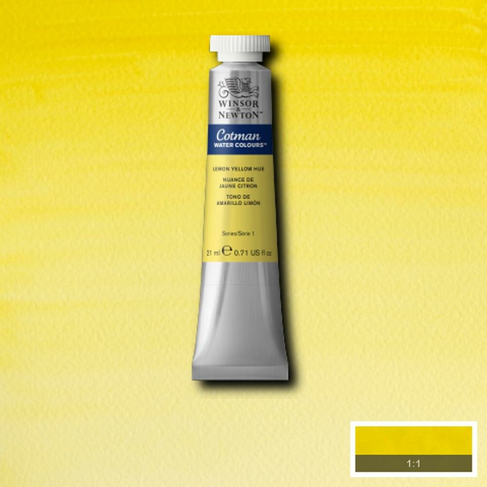 Lemon Yellow. Cotman Water Colour / Aquarelverf van Winsor &amp; Newton 21 ML Kleur 346