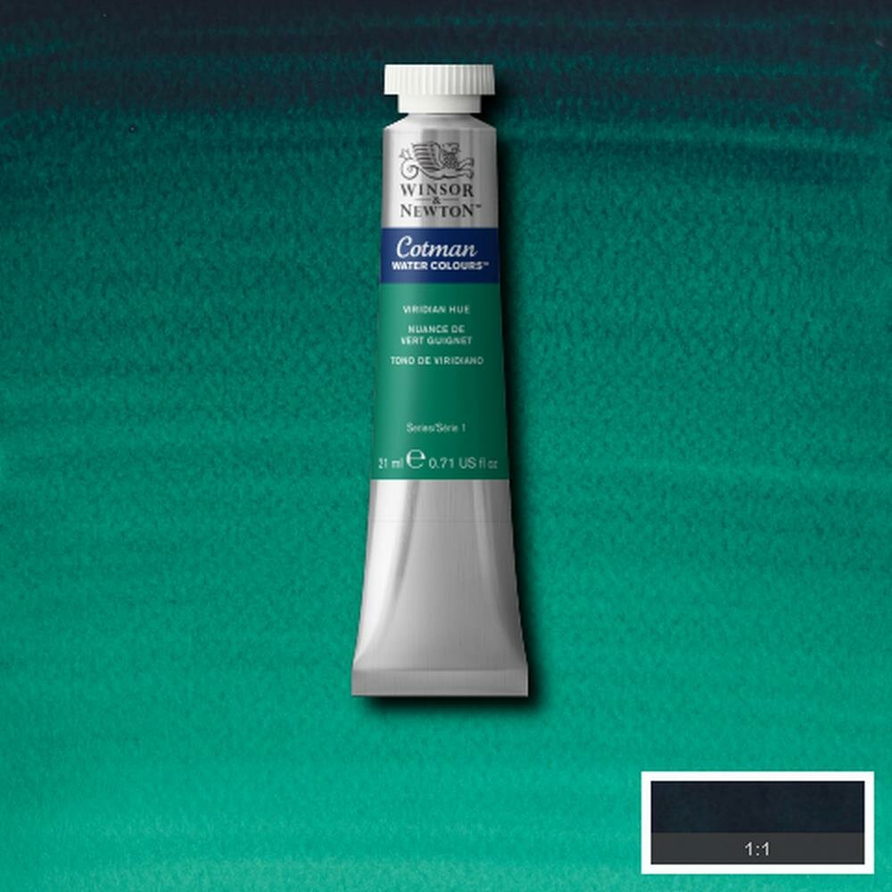 Viridian Hue Cotman Water Colour / Aquarelverf van Winsor &amp; Newton 21 ML Kleur 696