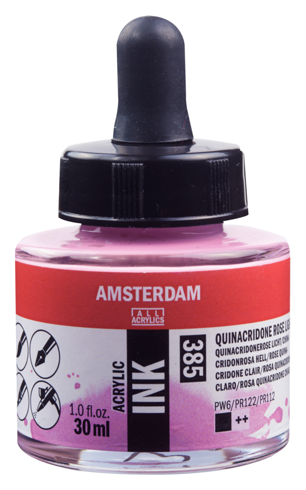 Quinacridone Rose Licht Acryl Inkt Amsterdam 30 ML Kleur 385