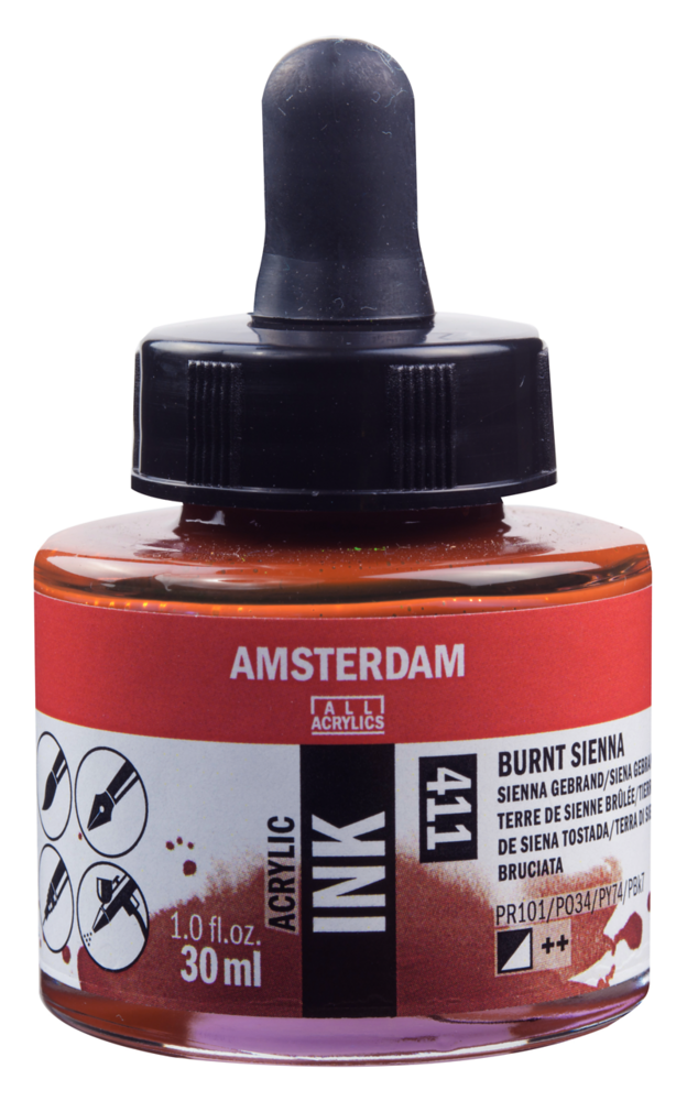 Sienna Gebrand Acryl Inkt Amsterdam 30 ML Kleur 411